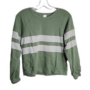 Nordstrom Sage Green/White Striped Crew Neck Sweatshirt, Girls XL